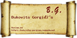 Bukovits Gorgiás névjegykártya